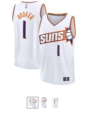 Nike White Phoenix Suns Booker #1 Jersey with Purple & Orange Accents
